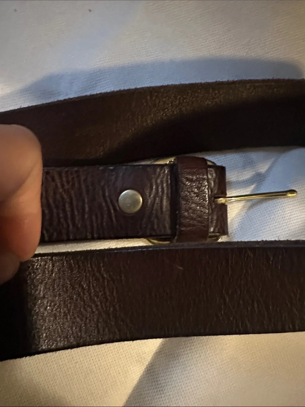 Classic Brown Leather Belt with Brass Buckle